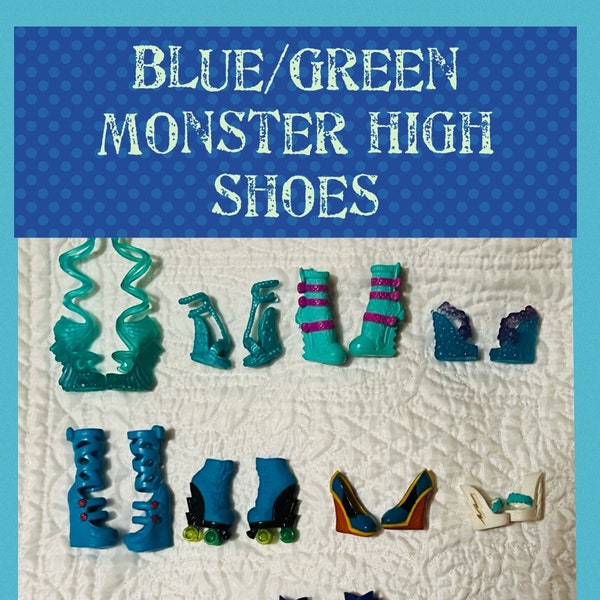 Chaussures originales pour Monster High Dolls / Chaussures bleues / Chaussures vertes / Nefera / Lagoona / Howleen / Ghoulia / Frankie / Scarah / Remplacement de chaussures de poupée