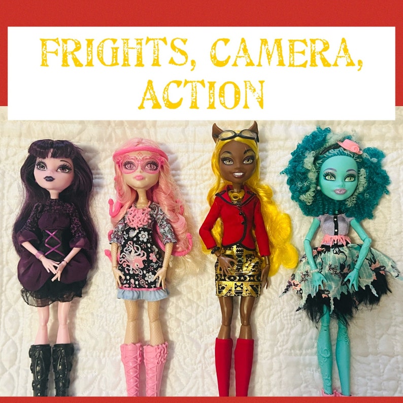 Frights, Camera,  ActionDressed  MH Monster High Dolls for OOAK Doll / Elisabat/ Honey Swamps/ Repaint / One Doll / 1 Doll / You Choose 