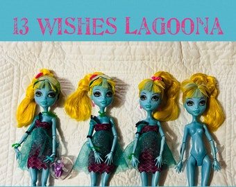 13 Wishes Lagoona Blue/ Freshwater Lagoona/ Dressed  MH Monster High Dolls for OOAK Doll Making / Repaint / One Doll / 1 Doll / You Choose