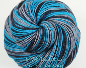 Blue Black Gray: Self Striping Yarn - Dyed to Order - Sports Team / Carolina