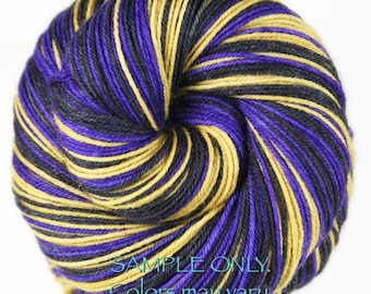 Purple Gold Black: Self Striping Yarn - Dyed to Order - Sports Team / Baltimore