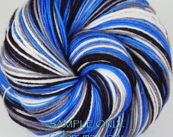 Blue Gray Black White: Self Striping Yarn - Dyed to Order - Sports Team / Detroit