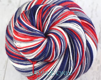 Blue Red Gray White: Self Striping Yarn - Dyed to Order - Sports Team / New England, Columbus