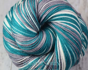 Turquoise Gray White: Self Striping Yarn - Dyed to Order - Sorority, Fraternity Colors