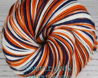 Blue Orange White: Self Striping Yarn - Dyed to Order - Sports Team / Denver, Houston, Detroit