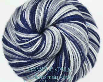 Blue Gray White: Self Striping Yarn - Dyed to Order - Sports Team / Dallas, Connecticut