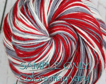 Red Gray White: Self Striping Yarn - Dyed to Order - Sports Team / Alabama, Ohio