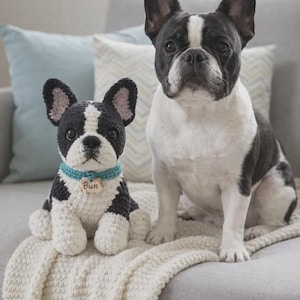 カスタムかぎ針編みの犬のぬいぐるみ - 手作りの犬のぬいぐるみ、写真から作ったそっくりの編みぐるみ、パーソナライズされたペットギフト、または犬の記念品。