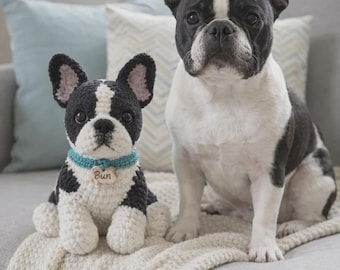 Aangepaste gehaakte hondenknuffel – handgemaakte hondenknuffel, lookalike amigurumi van foto, gepersonaliseerd huisdiercadeau of aandenken hond.