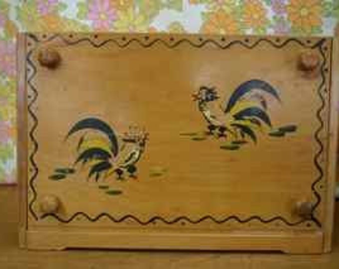 Rooster Bread Box and Wooden Canister Set Etsy
