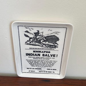 Vintage Kickapoo Indian Salve Ceramic Dish, Famous Ads tray #5500 Souvenir, By Gatormom13
