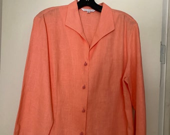 Connie Roberson Ladies Blouse/ 100 % Linen /Jacket /Top/Size LARGE/ By Gatormom13