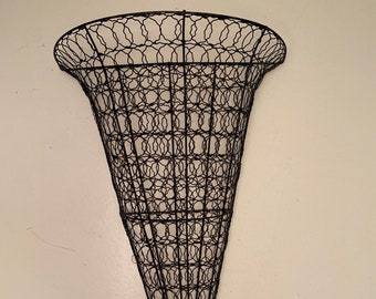 Antique Metal Cone Shaped Wall Basket/French Country Wire Wall Basket/Wall Cone Basket/Wire Cone Basket/ By Gatormom13