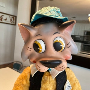 Knickerbocker/1959 Rubber Face Detective Snooper Stuffed Cat/ Hanna Barbera Stuffed Toy / By Gatormom13