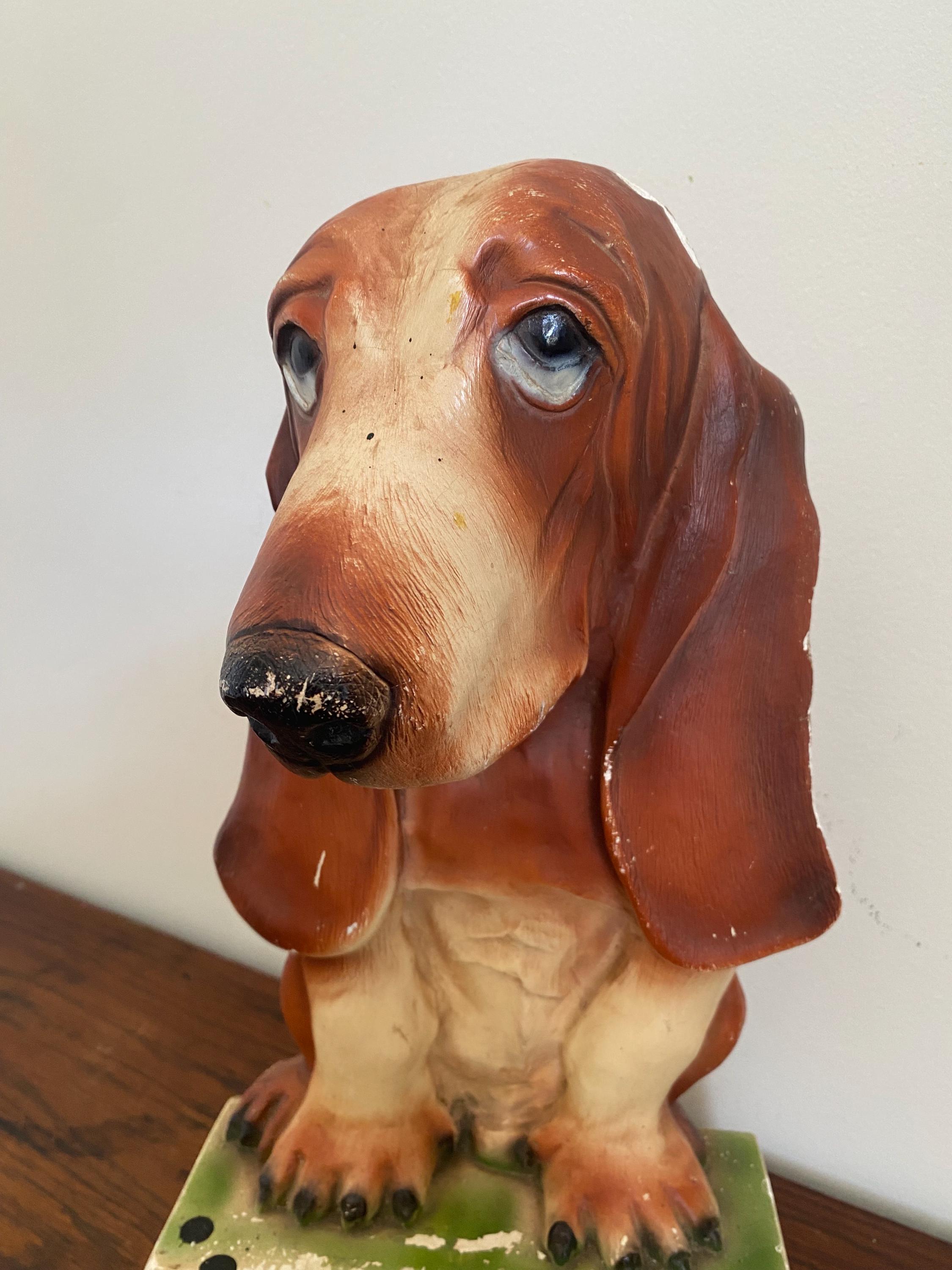 Bassett Hound 1960's Chalkware Basset Hound Dog Shoes, Antique