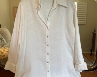 Anne Fontaine Linen White Blouse/ Marque Deposee/ By Gatormom13