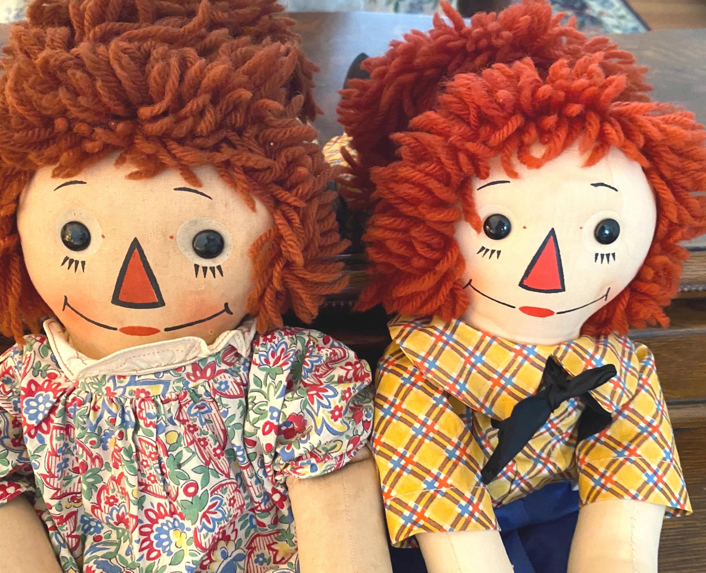 Raggedy Ann JUST REDUCED and Andy Black Outline Nose, PAIR