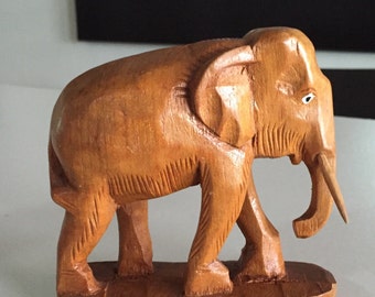 Wooden Elephant/FREE SHIPPING / Elephant/Mid Century Elephant/Vintage Elephant/ Elephant Wood Sculpture/Elephant Figurine/ By Gatormom13