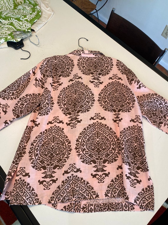 Connie Roberson Linen Ladies Blouse/Pink and Brow… - image 5