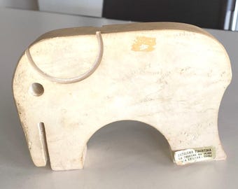 Mid Century Italian Travertine Elephant Sculpture, Artigiana Tiburtina, By Gatormom13