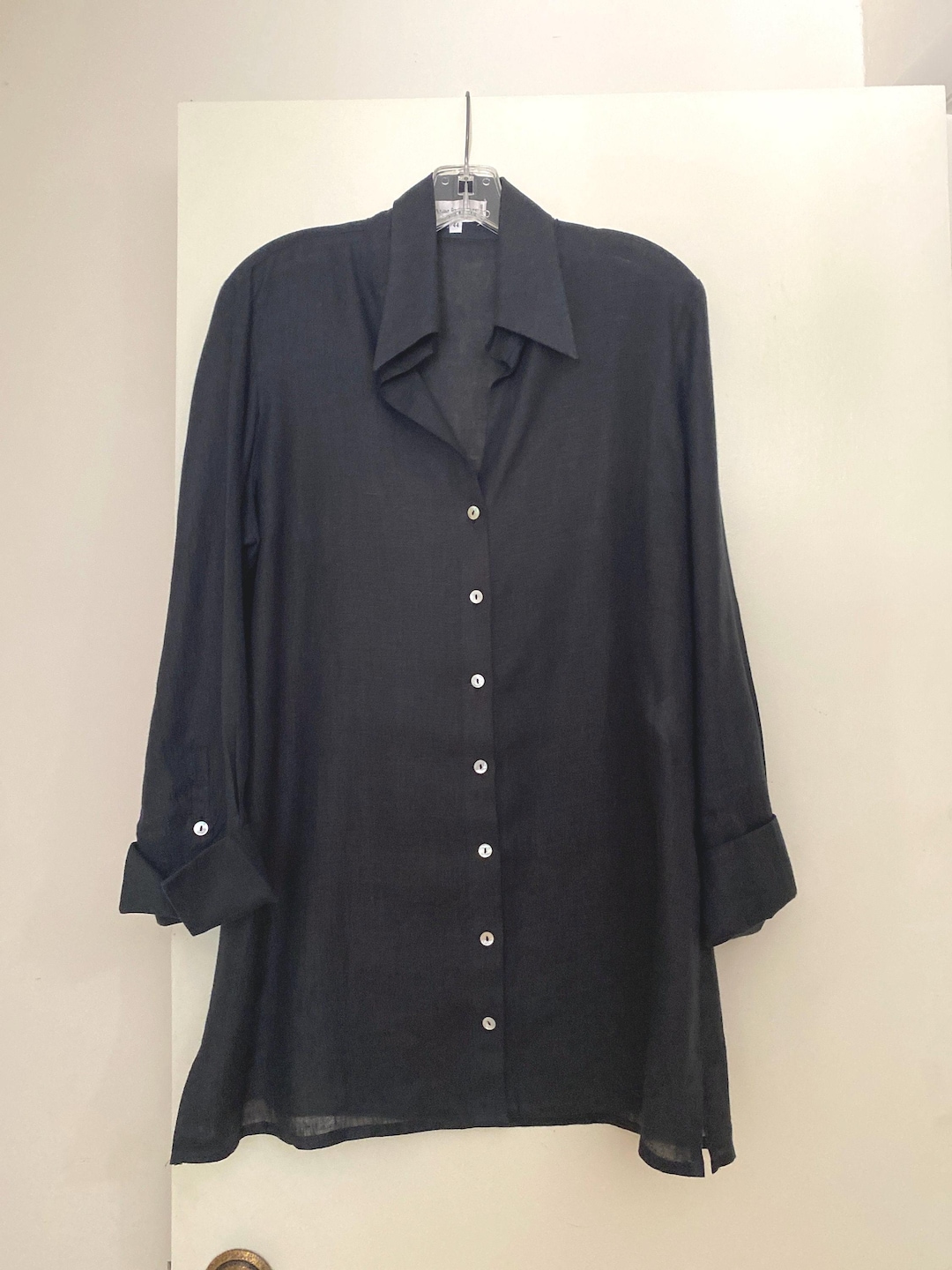 Anna Cotton Linen Blouse in Black by ExVoto main image 0