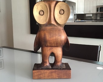 Rare Don S Shoemaker Wooden Owl Hand Carved Wooden Owl/ RARE Carved Owl Sculpture/ By Gatormom13