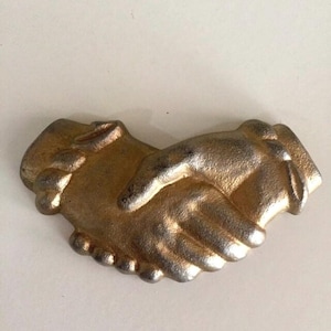 Antique Iron Clasped Hands Sculpture, Firemark Sign, Germantown Mutual Company