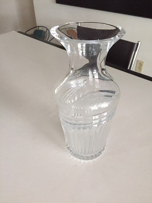 Crystal Clear Vase, Large Cut Crystal Vase, Large Carafe Mid
