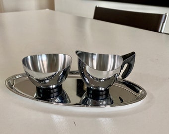 MCM FREE SHIPPING/ Nils Johan Stainless Sugar/Creamer/Tray Sigvard Bernadotte Nils Johan Sweden Stainless Sugar /Creamer Set By Gatormom13