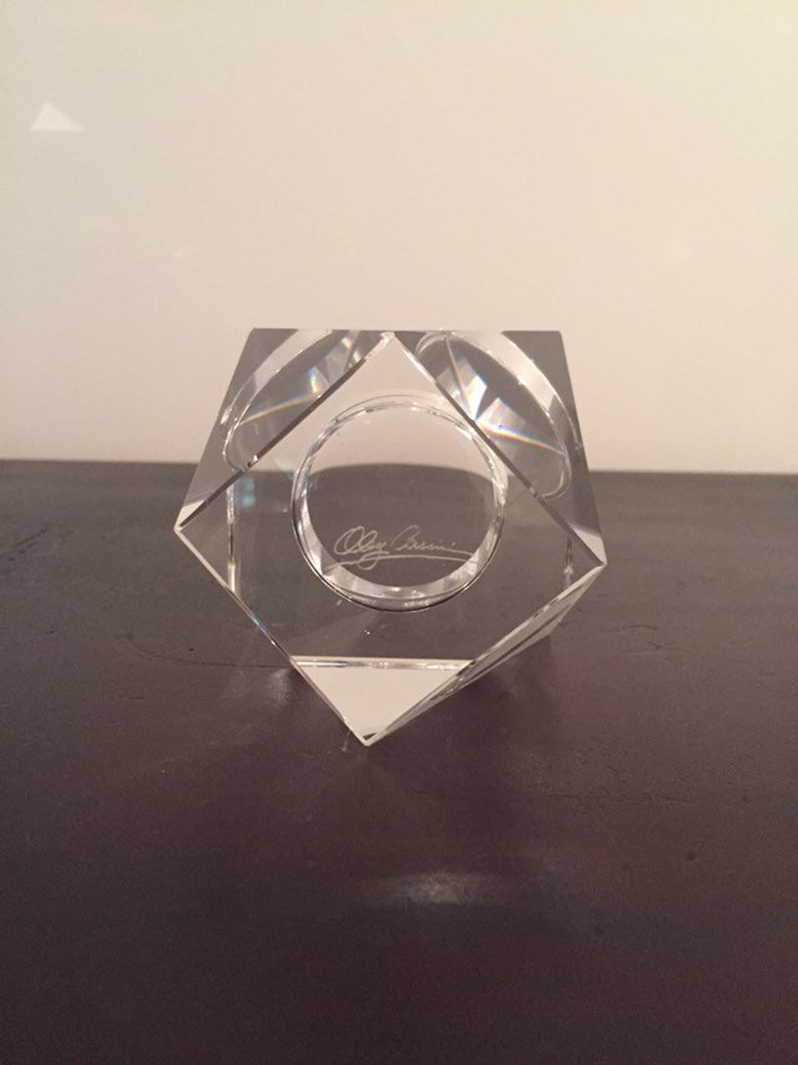 Oleg Cassini Crystal Candle Holder/prism Votive Candle Etsy