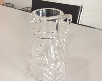 Vintage Pitcher/ Small Glass Water Pitcher/Mid Century Beveled Glass Pitcher/ Glass Creamer/By Gatormom13