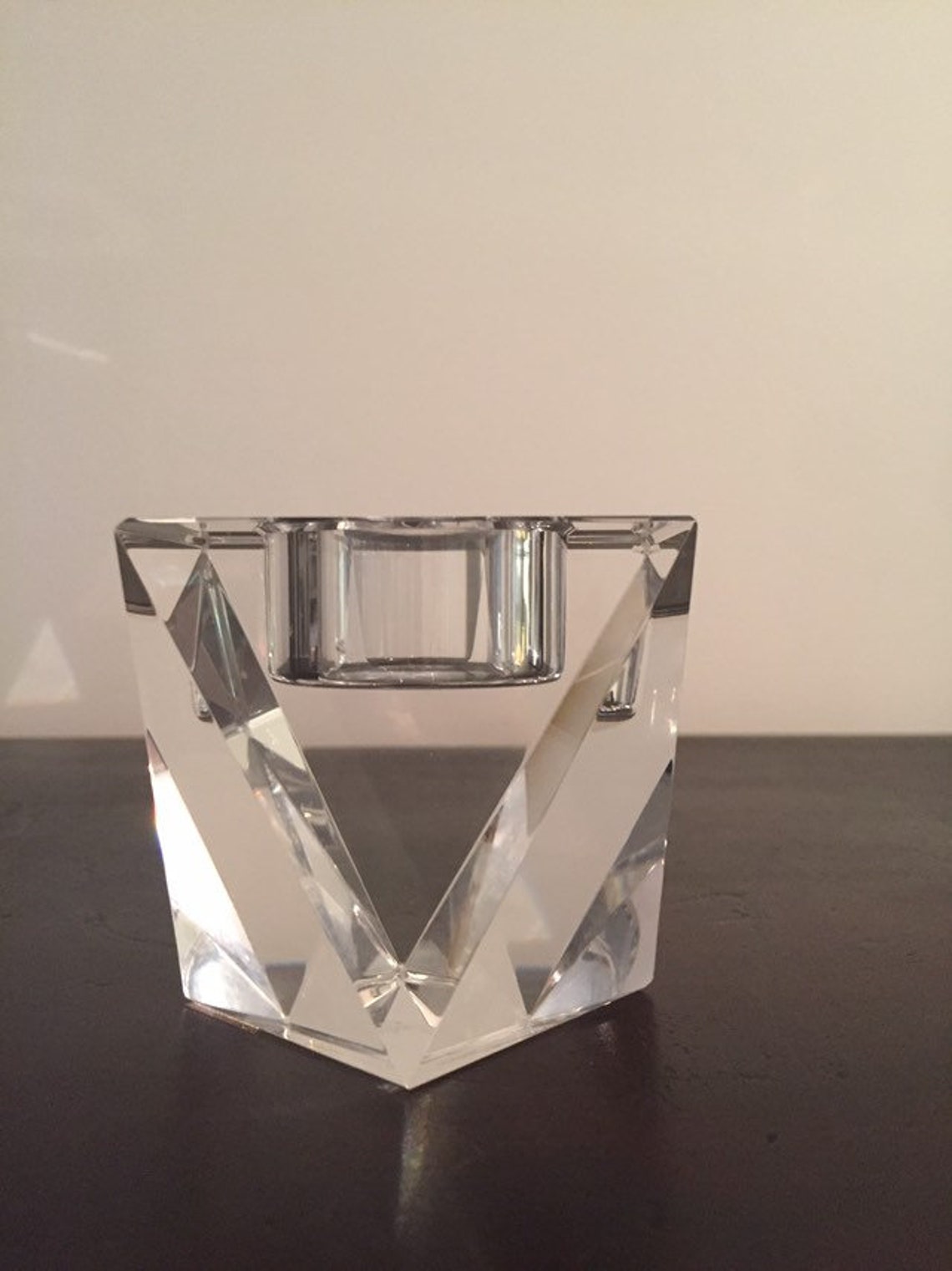 Oleg Cassini Crystal Candle Holder/prism Votive Candle Etsy