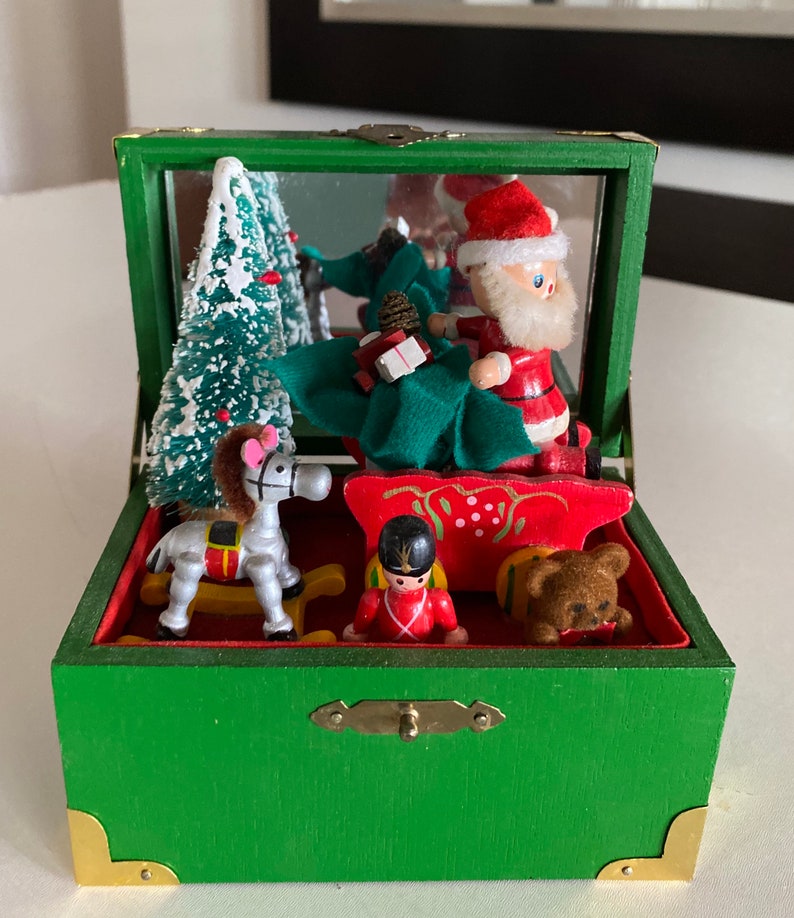 Vintage Christmas Toy Box Music Box/ Santa Music Box /Musical Etsy