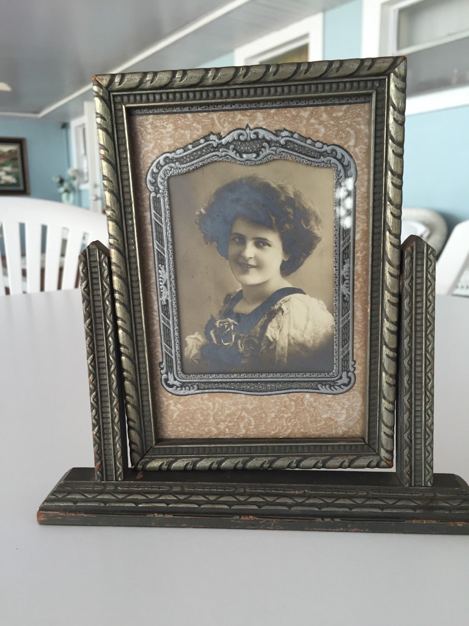 Antique Wooden Art Nouveau Swivel Picture Frame/Tabletop Etsy