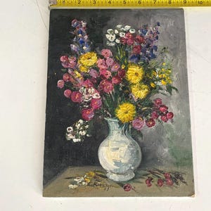 Floral Oil Painting/FREE SHIPPING/Just Reduced/Original Oil on Board Floral Still Life Painting/ By Gatormom13