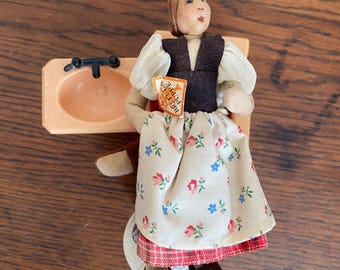 Antique German Doll, Bendable Teddy Bear, Ganz Tyler Cottage Teddy Bear, Renewal Plastic Bathtub and Sink,  By Gatormom13