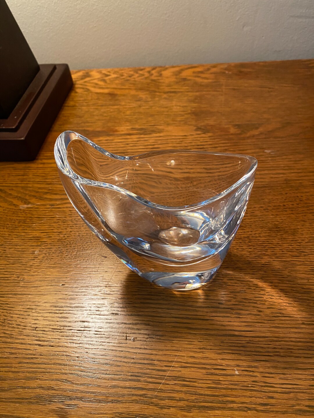 Nambe Vase/ Crystal Clear Glass Vase/modernist Small Bowl /by Etsy