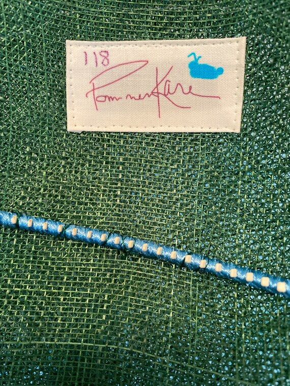 Kentucky Derby Hat/Designer Pommen Kare Green Fas… - image 8