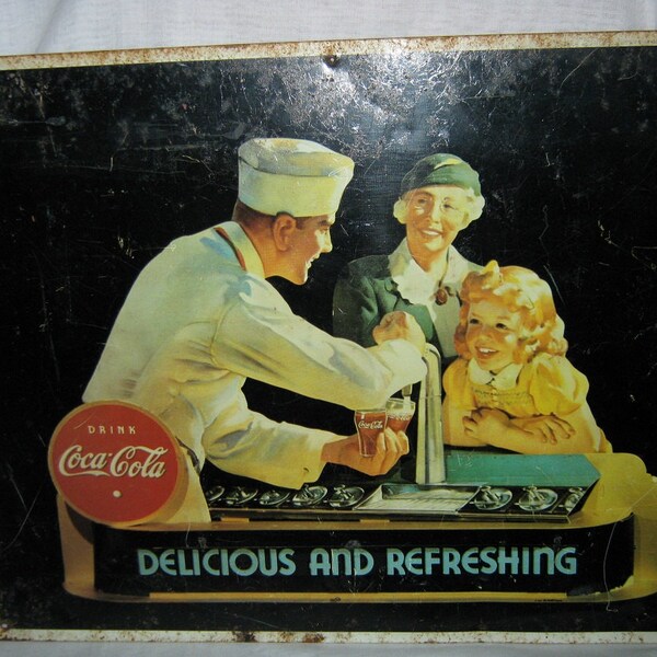 Coca Cola Metal/Tin Advertising Sign c.1980s  By Gatormom13