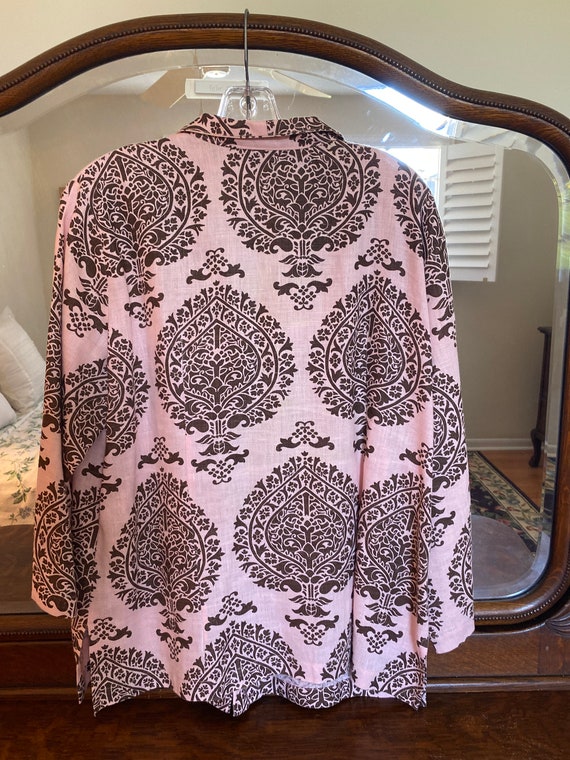 Connie Roberson Linen Ladies Blouse/Pink and Brow… - image 8