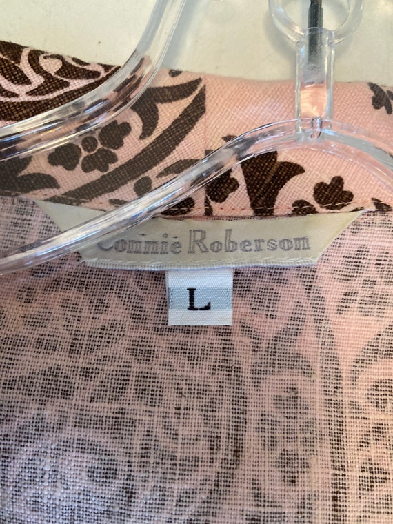 Connie Roberson Linen Ladies Blouse/Pink and Brow… - image 3
