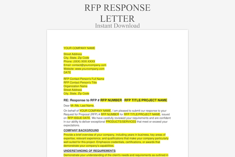 Request for Proposal Letter Template - Service Solicitation Template ...