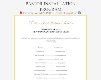 Pastor Installation Program Template - New Leader Sample | Church Program Templates