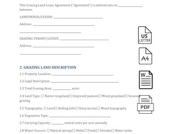Modelo de contrato de arrendamiento de tierras de pastoreo - Ejemplo de contrato de pastoreo, Modelo de contrato ganadero