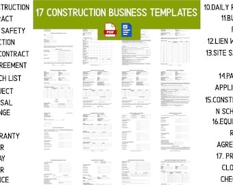 17 Business Templates Kit - Konstruktionsformen-Bundle - Großes Gebäude Vorlagen Set - Word- und PDF-Download