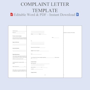 Formal Complaint Letter Template | Grievance Notice Sample | Editable PDF Word Download
