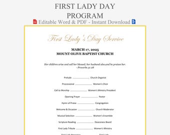 Sjabloon First Lady Day-serviceprogramma: voorbeeld eervolle vrouw dominee | Kerkprogramma's | Waardering voor ministeriepartners