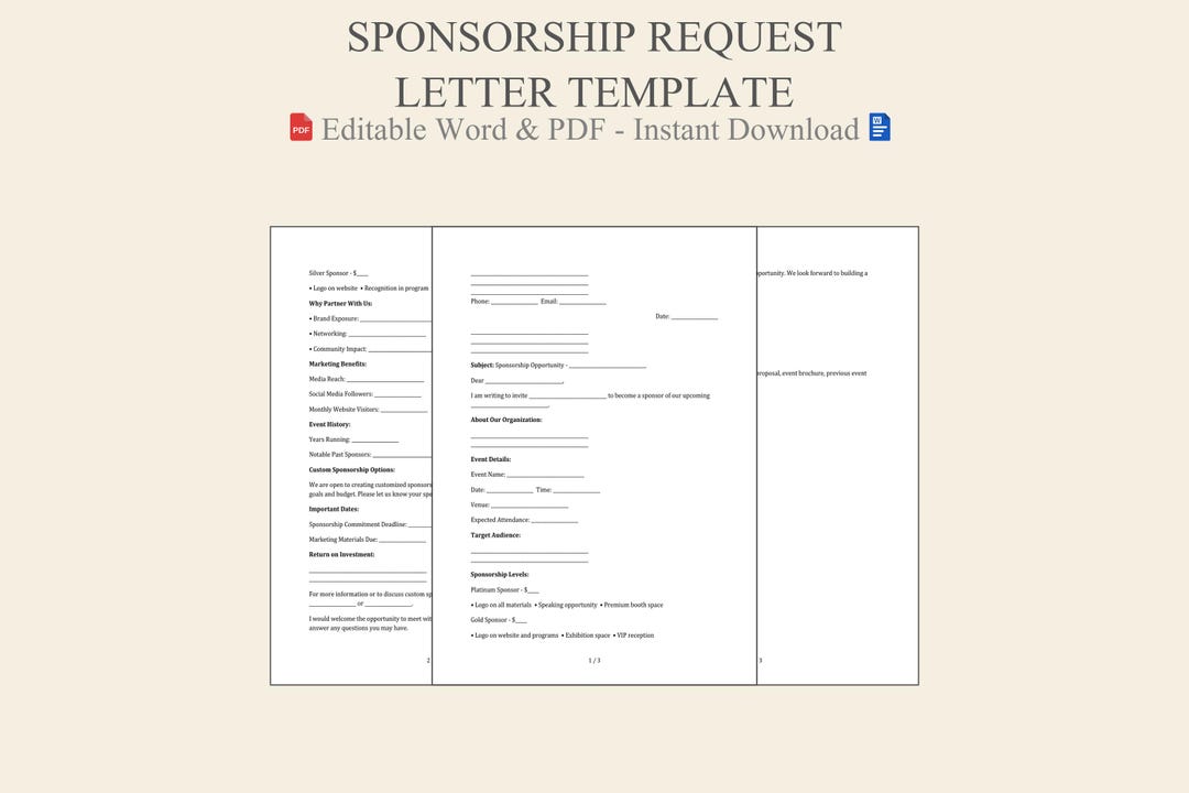 Sponsorship Request Letter Template Word & PDF - Funding Appeal Sample ...