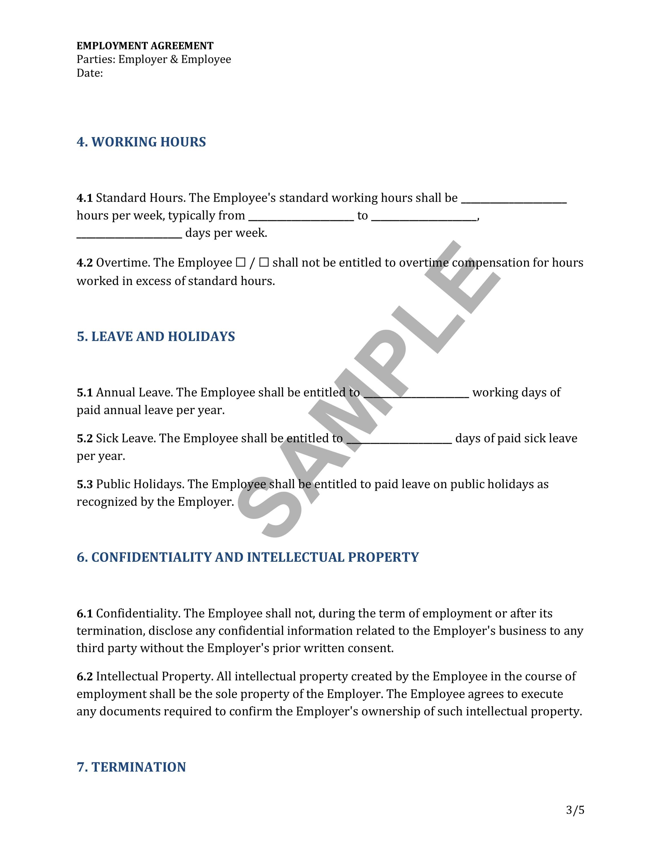 Editable Employment Agreement Template - Customizable Word & PDF for ...