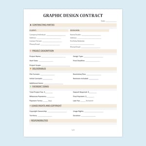 Printable Graphic Design Contract Template - Etsy